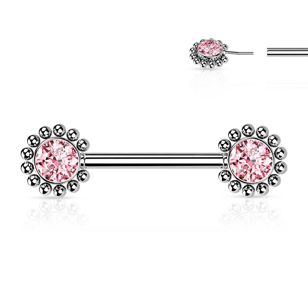 Nipple Piercing Flower Zirconia Push-In