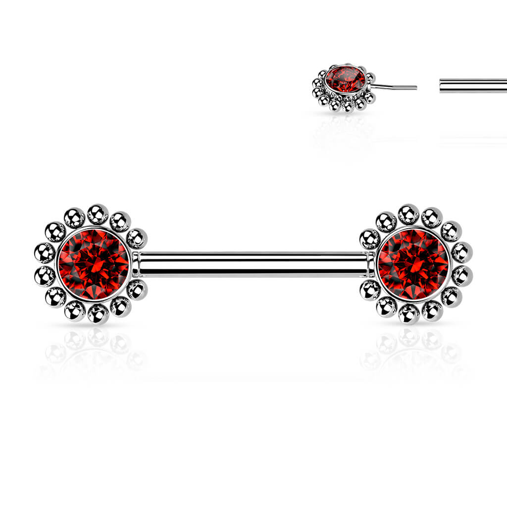 Nipple Piercing Flower Zirconia Push-In