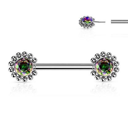 Piercing Capezzolo Fiori di zirconi Push-In