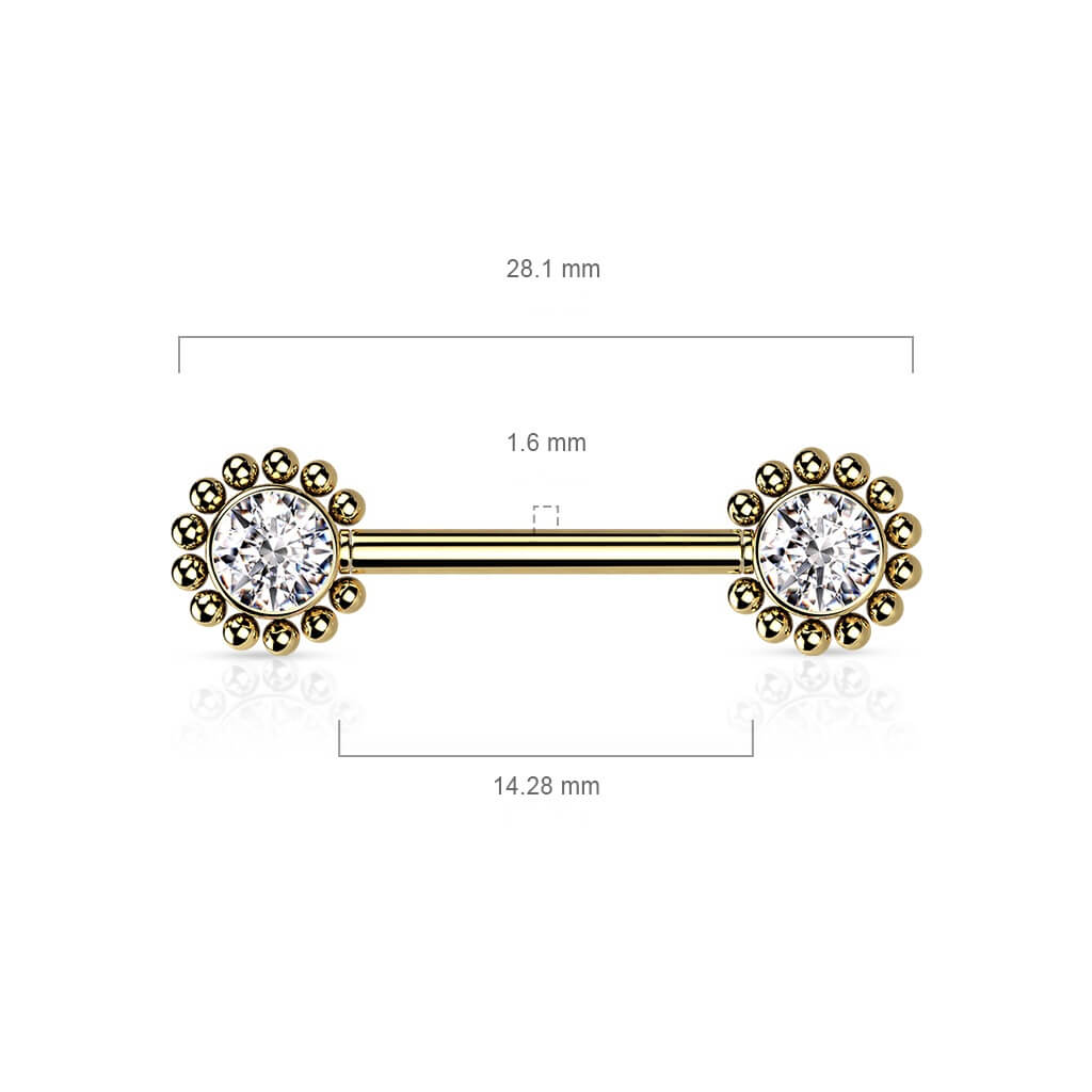 Nipple Piercing Flower Zirconia Push-In