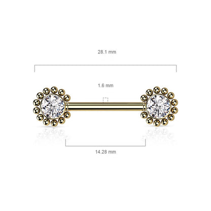 Nipple Piercing Flower Zirconia Push-In