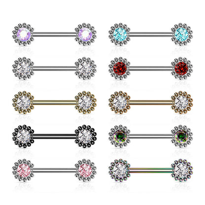 Nippelpiercing Blume Zirkonia Push-In