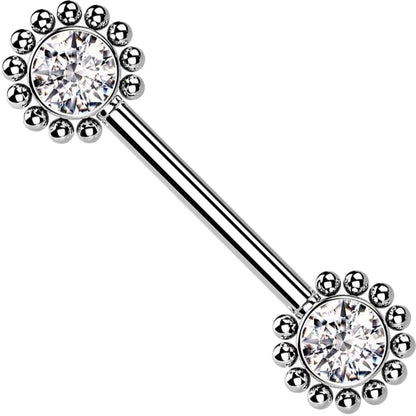 Nippelpiercing Blume Zirkonia Push-In