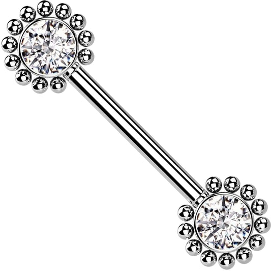 Nipple Piercing Flower Zirconia Push-In