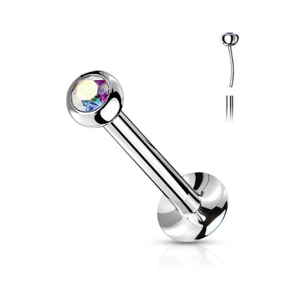 Labret Ball Zirconia Silver Push-In