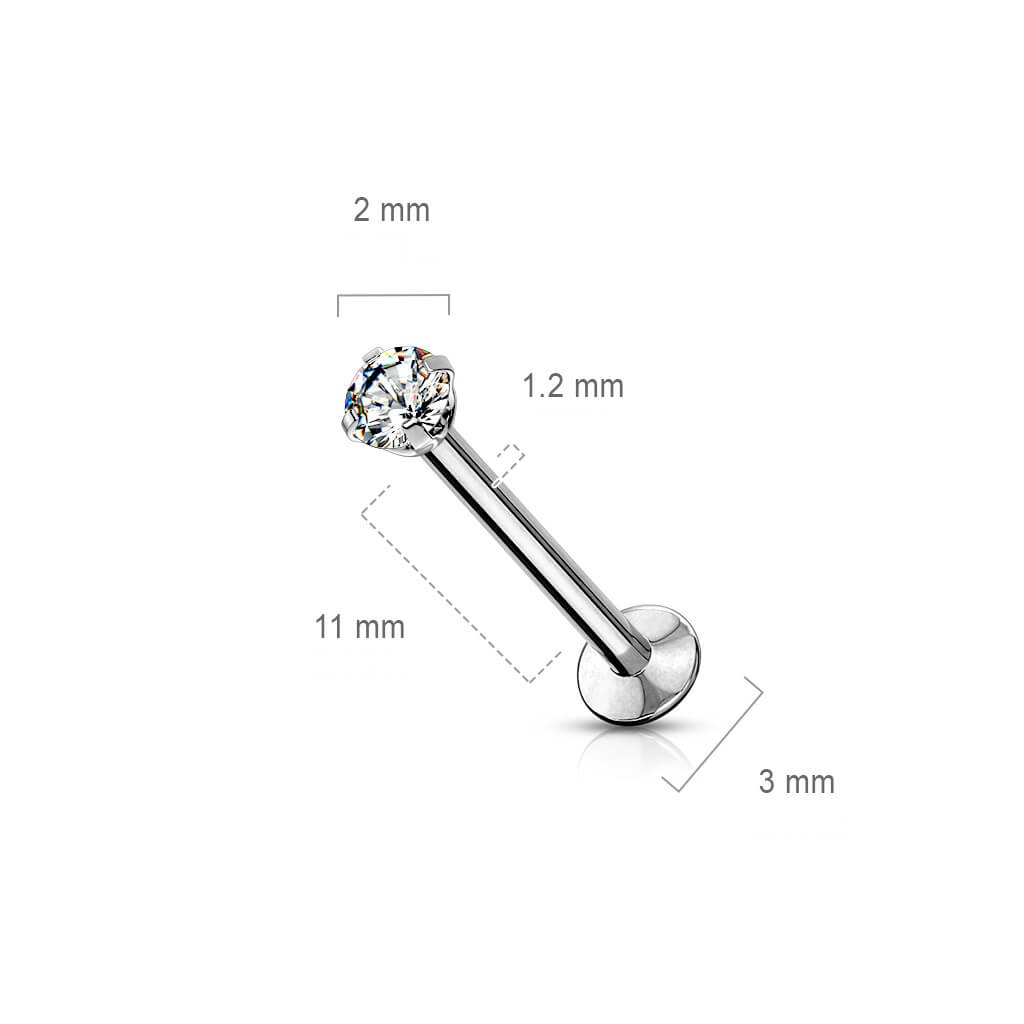 Labret Zircone Serti Clos Argent