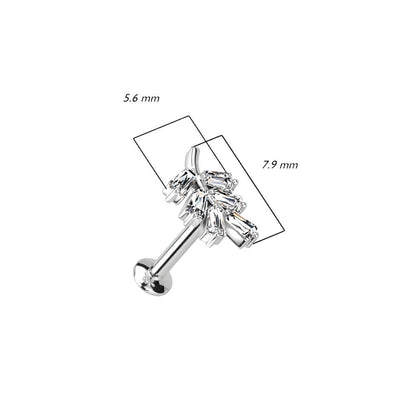 Labret Feuilles Zircone Enfoncer