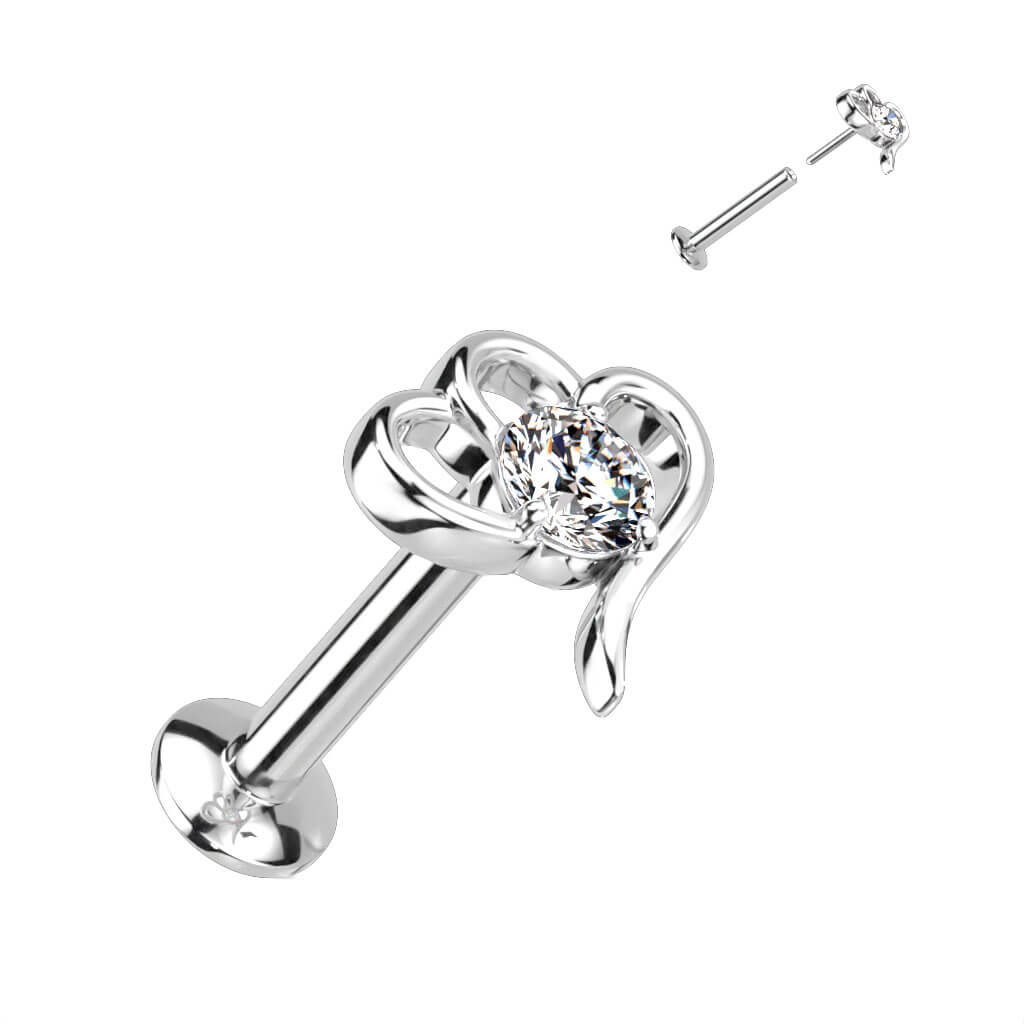 Labret Cœurs Zircone Enfoncer