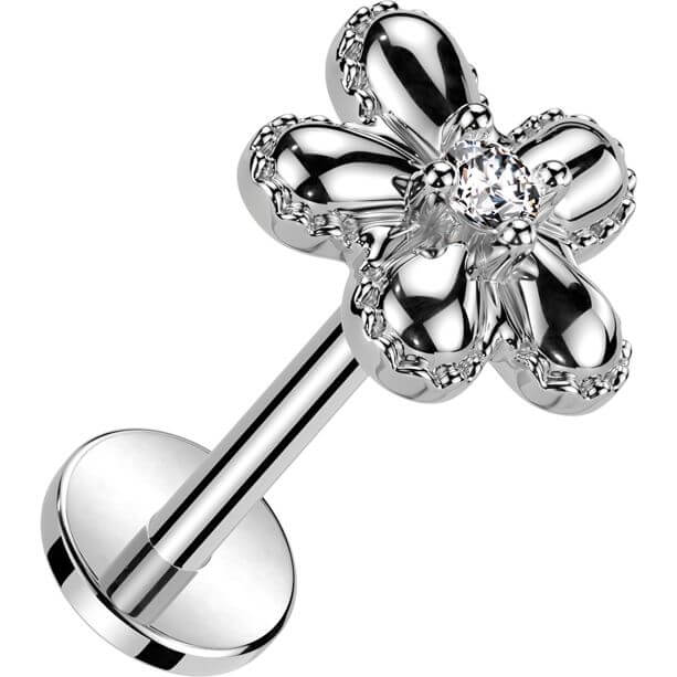 Labret Blume Zirkonia Push-In