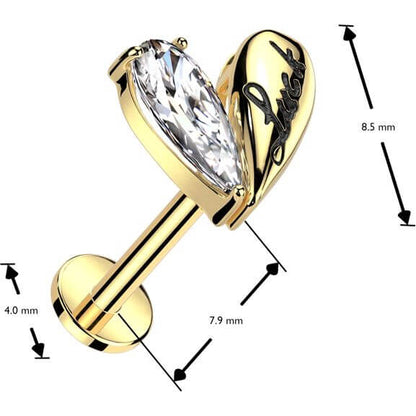 Labret heart zirconia Push-In