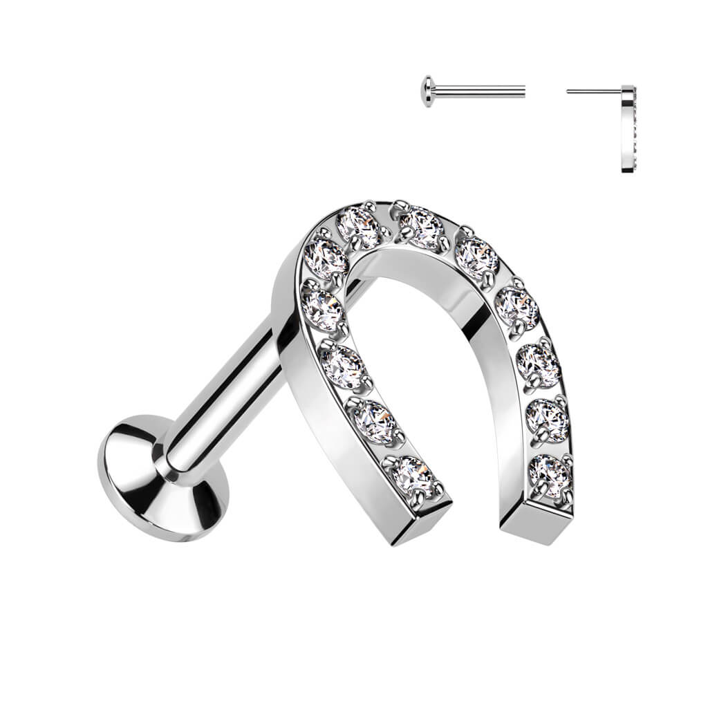 Labret Ferro di Cavallo con Zirconi Push-In