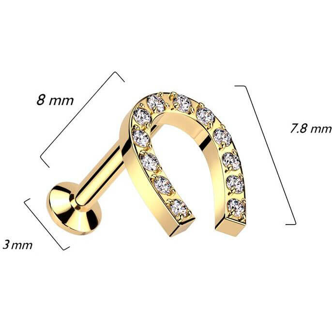 Labret Ferro di Cavallo con Zirconi Push-In