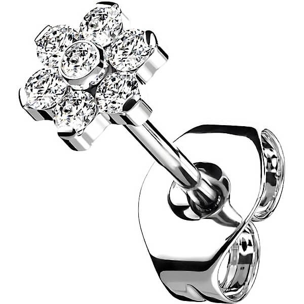 Titane Bouton d'Oreille Fleur Zircone