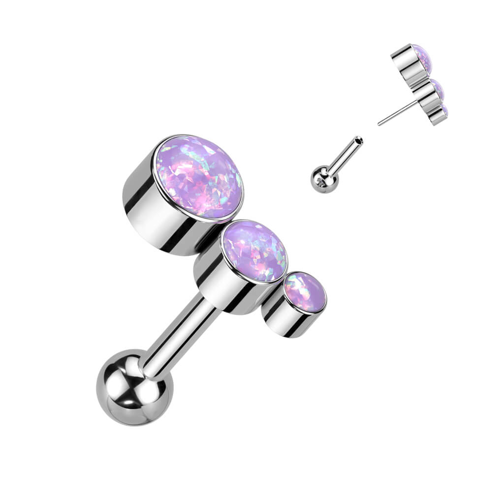 Titan Barbell Zirkonia Opal Silber Push-In