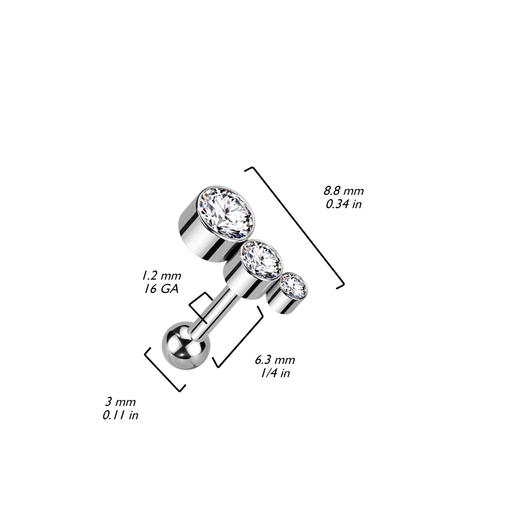 Titane Barre Zircone Opale Argent Enfoncer