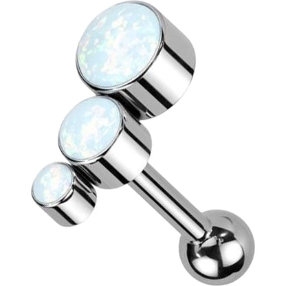 Titanium Barbell Zirconia Opal Silver Push-In