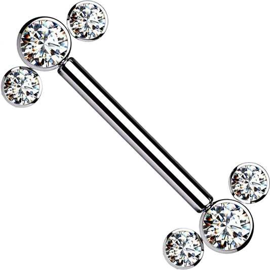 Titanium Nipple Piercing 3 Zirconia Push-In