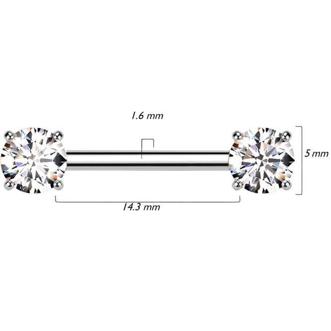 Titane Téton Zircone Serti Griffe Enfoncer