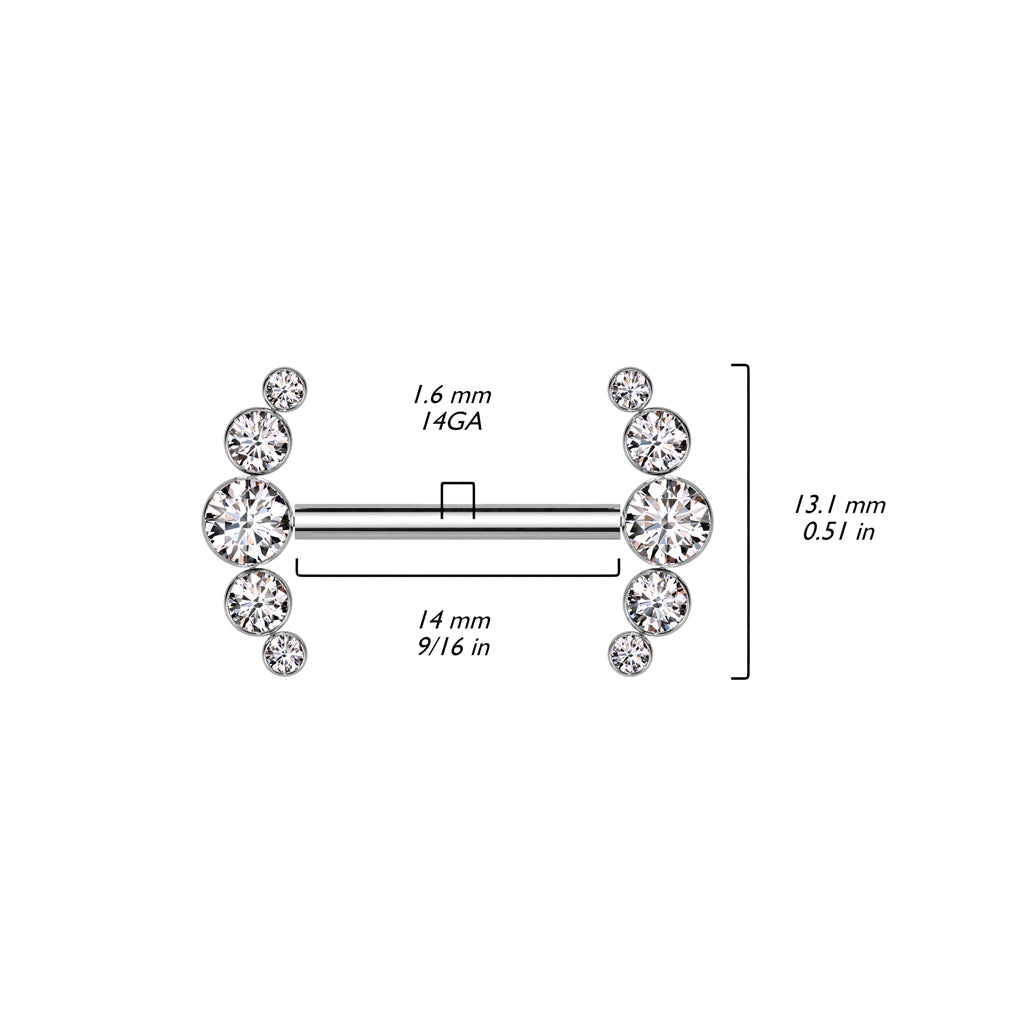 Titanium Nipple Piercing 5 Zirconia Push-In