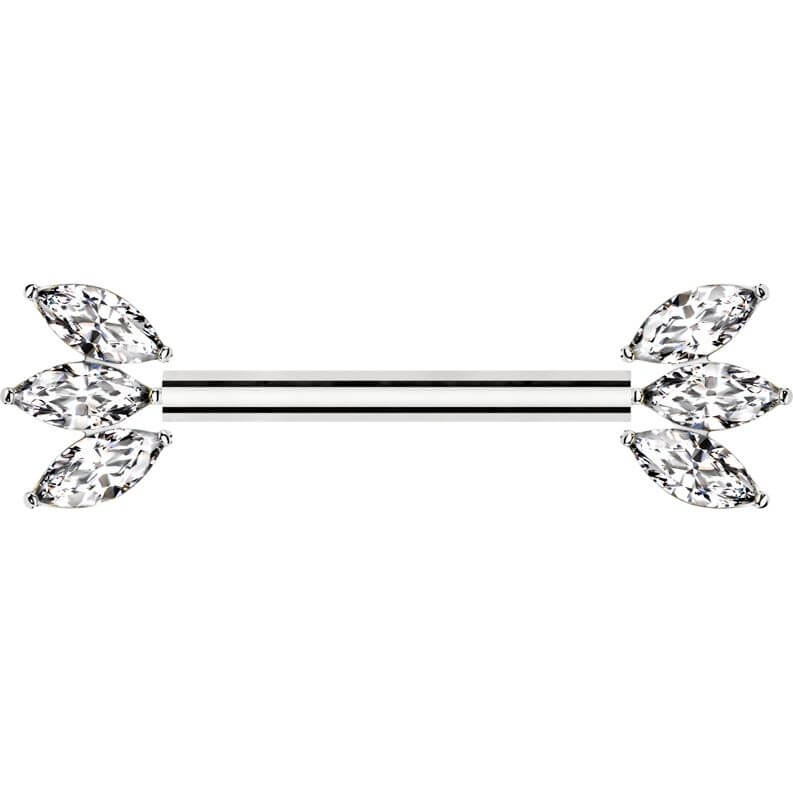 Titanium Nipple Piercing marquise cut zirconia Push-In