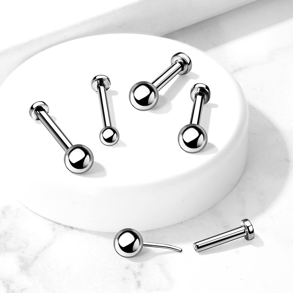 Titan Labret Kugel Silber Push-In