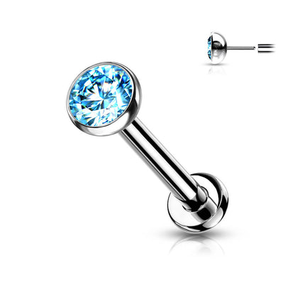 Titanio Labret Coppa d´argento con zircone Push-In