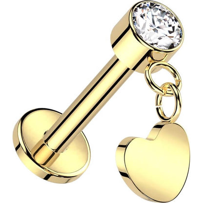 Titane Labret Pendentif Cœur Zircone Enfoncer