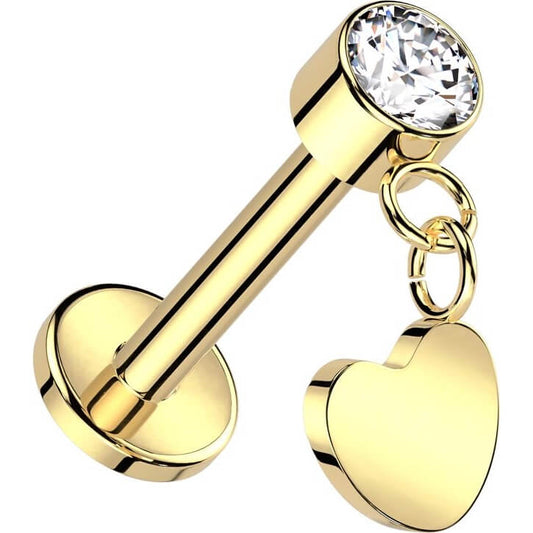 Titane Labret Pendentif Cœur Zircone Enfoncer