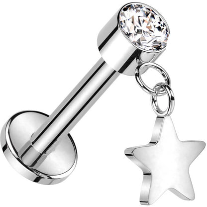 Titanio Labret Zircone con Stella pendente Push-In