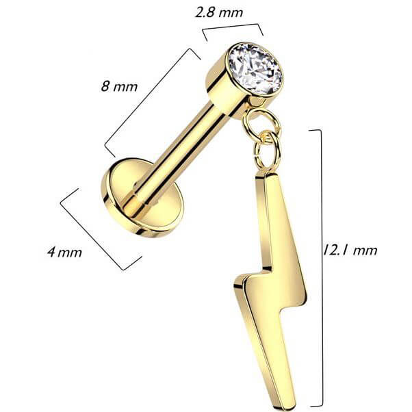 Titanium Labret lightening dangle zirconia Push-In