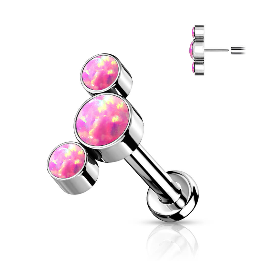 Titane Labret 3 Opales Argent Enfoncer