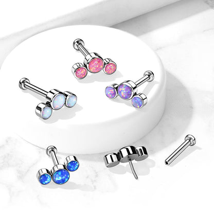 Titane Labret 3 Opales Argent Enfoncer