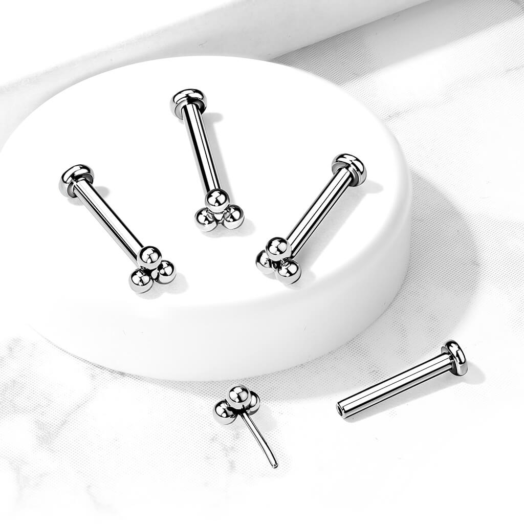 Titanio Labret Triangolo di sfere argento Push-In