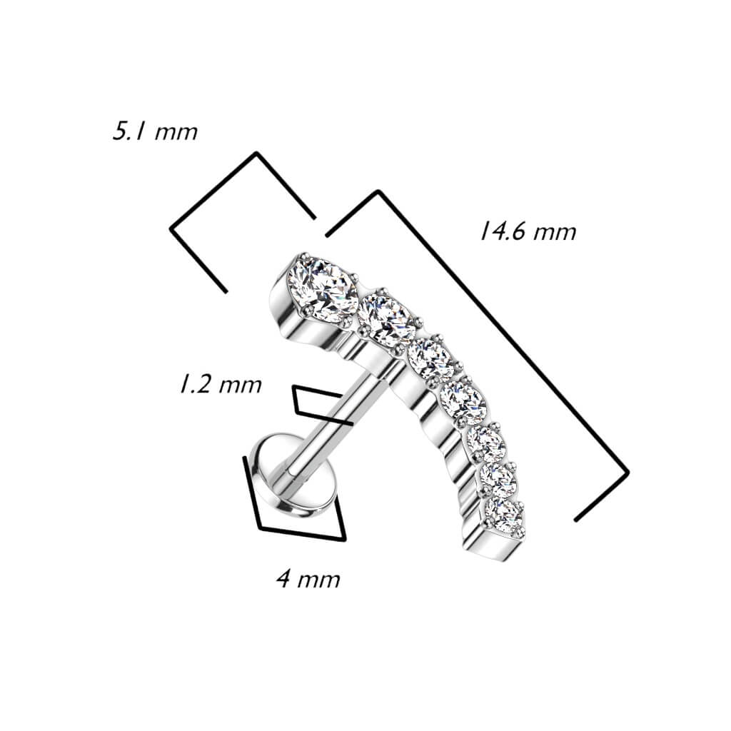 Titanio Labret Barra curva di zirconi Push-In