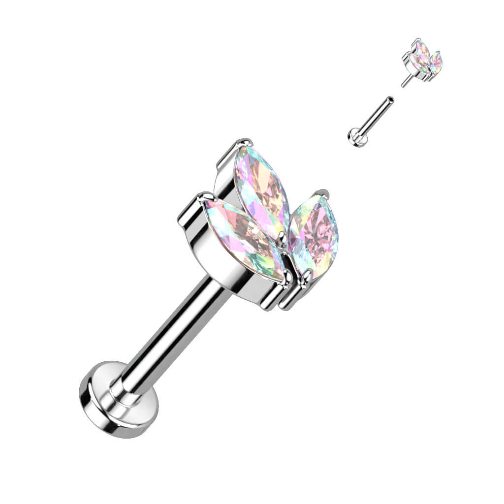 Titane Labret Marquise Zircone Enfoncer