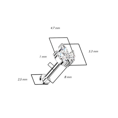 Titane Labret Marquise Zircone Enfoncer