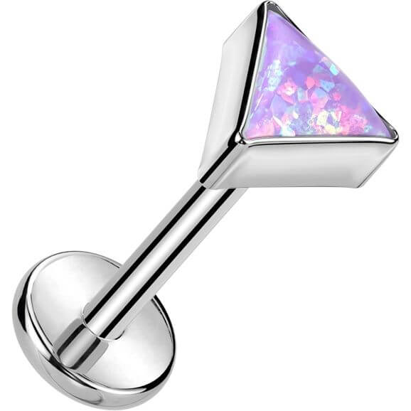 Titanio Top triangulo engaste bezel Push In Labret