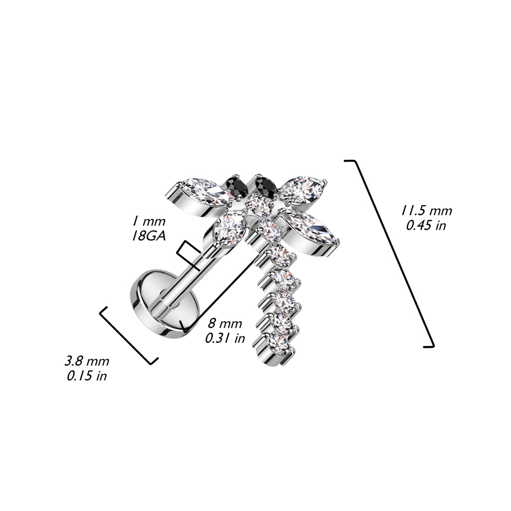 Titanio Labret Libellula di zirconi Push-In