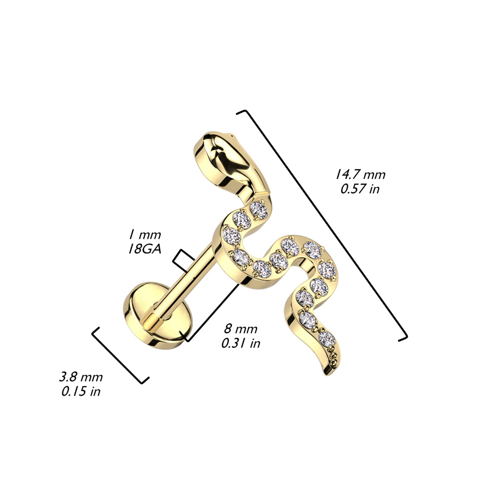 Titanio Serpiente circonita Push In Labret