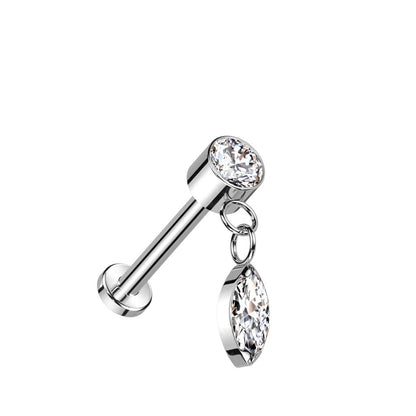 Titane Labret Goutte Pendentif Zircone Enfoncer