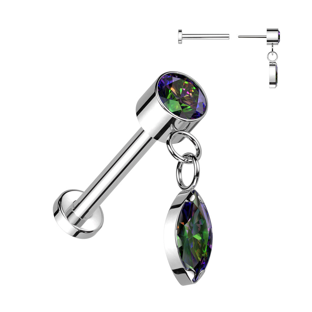 Titane Labret Goutte Pendentif Zircone Enfoncer