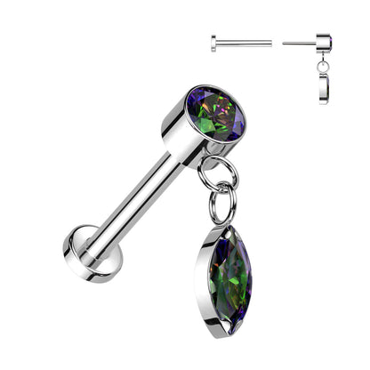 Titanium Labret Drop dangle Zirconia Push-In