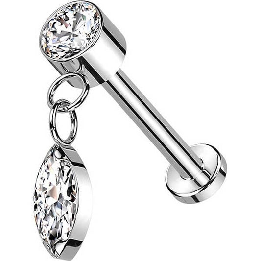 Titanium Labret Drop dangle Zirconia Push-In