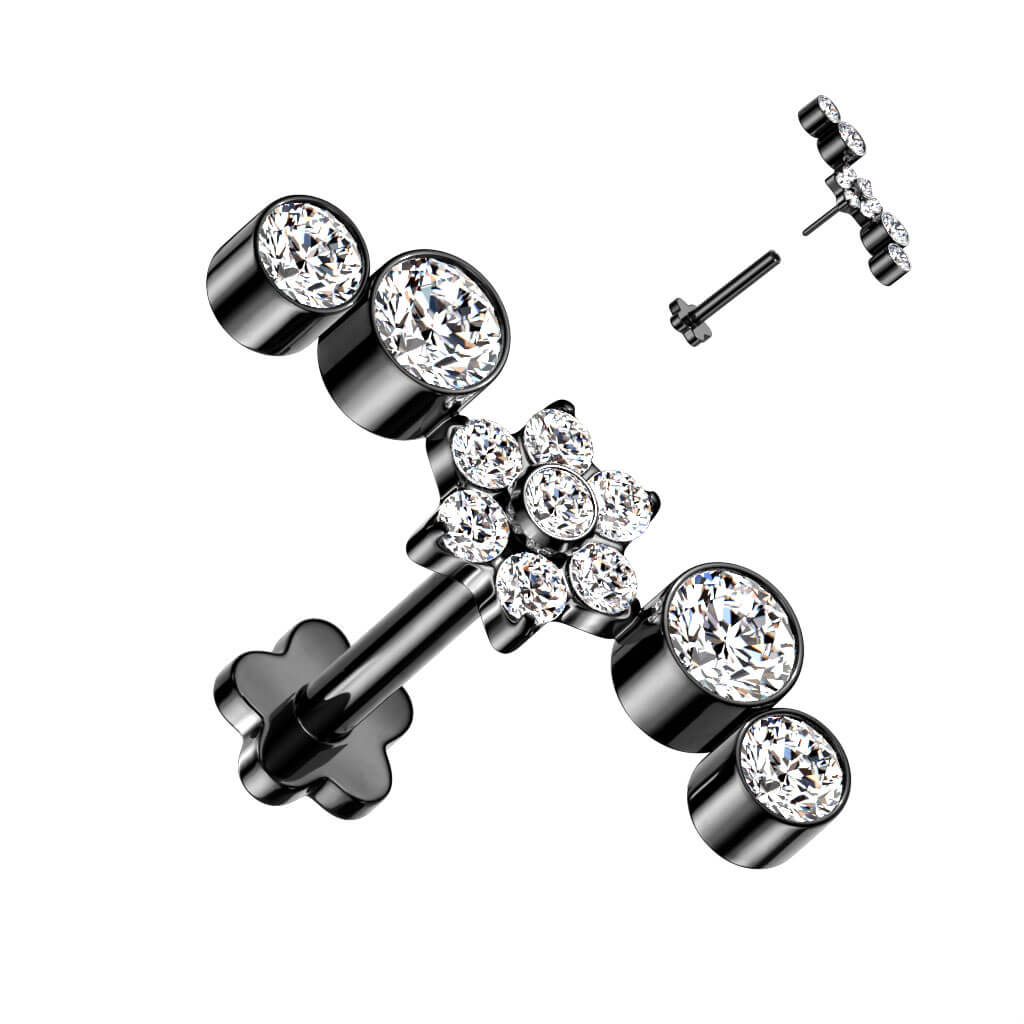 Titan Labret Blume Zirkonia Blumen Base Push-In