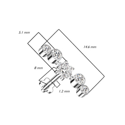 Titanio Labret Base a fiore e top di zirconi Push-In