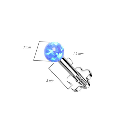 Titanium Labret Ball Opal Flower Base Push-In