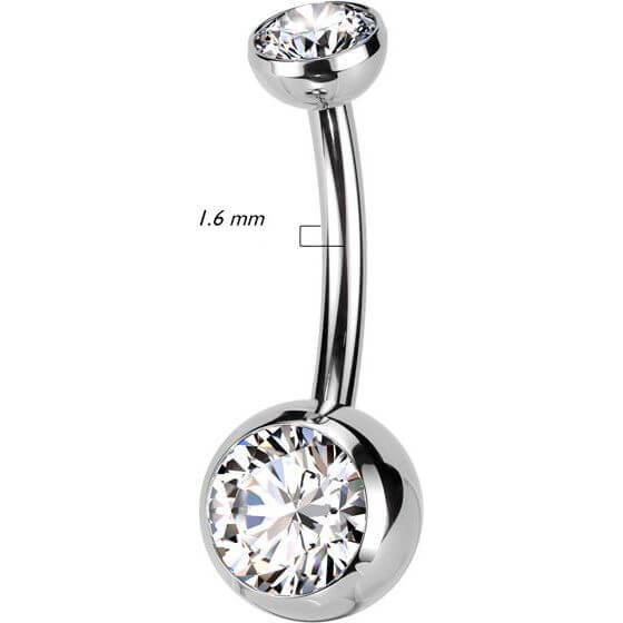 Titane Piercing Nombril Zircone Serti Clos Enfoncer