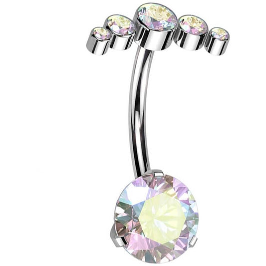 Titanium Belly Button Piercing Fan Folder Zirconia Push-In