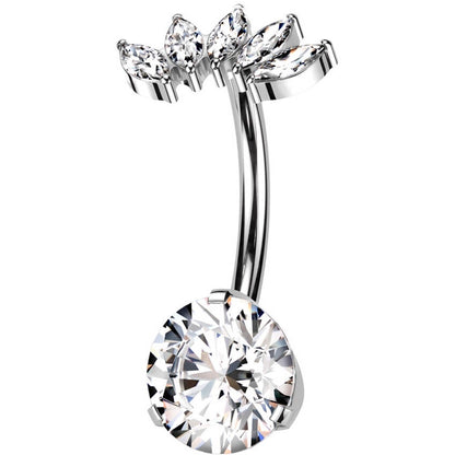 Titane Piercing Nombril 5 Marquise Zircone Enfoncer