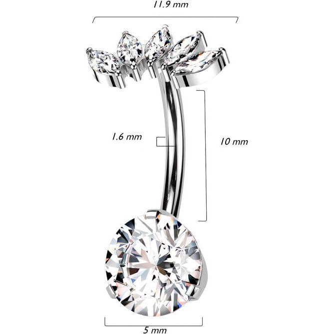 Titane Piercing Nombril 5 Marquise Zircone Enfoncer